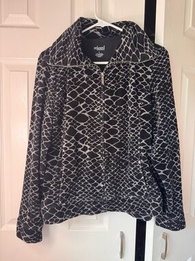 Relaxed by Charter Club Jacket Zippered Black & Gray size Large